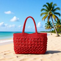 New Design Stylish Handmade Straw Flower Woven Durable Lightweight Women's Fashion Tote Bag Two Handles for Beach Travel