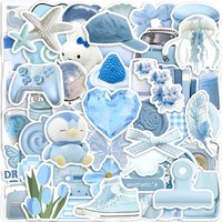 10/30/50PCS Kawaii Light Blue Girl PVC Sticky Stickers Aesthetic DIY Colored Phone Laptop Luggage Skateboard Graffiti Decals