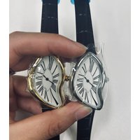 new Medieval alien watches melt and twist y2k alien ladies and men Leather strap fashion advanced ins niche design quartz watch