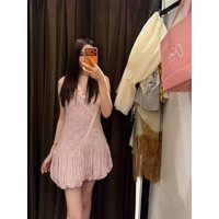 Summer 2026 New Arrival Women's Pure Desire Lace Balloon Style Strapless Dress Casual Loose Fit Polyester Fiber Skirt