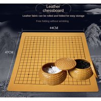 Portable Weiqi Go Game Foldable Leather Chessboard Resin Chessmen Gomoku Board Tabletop Battle Family Entertainment Games Toys