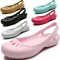 Ultra-Light Women's Clogs Non-slip Hole Sandals Flat Nurse Shoes Waterproof Beach Jelly Shoes Easy To Clean Garden Slippers