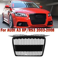For Audi A3 8P RS3 03-2008 Gloss Black Honeycomb Mesh Front Bumper Grill Grille