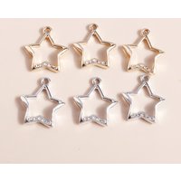 20pcs 20x23mm Cute Crystal Alloy Hollow Star Charms Pendants for Jewelry Making Necklaces Earrings Bracelets DIY Crafts Supplies