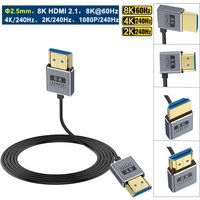 Coaxial HDMI 8K HDMI 2.1 Cable, Ultra High Speed 48Gbps, Ultra Thin HDMI Cord Φ2.5mm, 8K@60Hz, 4K@240Hz, Dynamic HDR, eARC