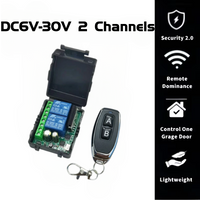 12V/24V 6-30V 433Mhz 2 Channel Relay Wireless Remote Control Switch + Two Keys Remote Controls for Garage Door Lighting Curtains