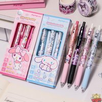 (3 Pieces/Lot) Kawaii Sanrio Gel Pens Cute Hello Kitty Cinnamoroll Kuromi Black Pen School Student Stationery Supplies Gifts