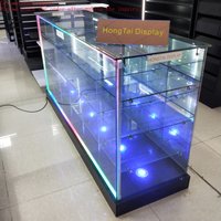 Custom.Multi Color Changed New Design Tobacco Display Unit Showcase Counter Mirror Sliding Door for Cigar Cabinet