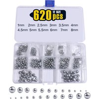 AliExpress NONE 620Pcs 1-8mm Metric Precision Assorted Loose Bicycle Bearing Steel Ball Assortment Kit(12 Sizes)