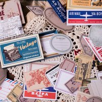 60pcs Vintage boxed stickers memo decorations handmade DIY labels scrapbook materials stationery supplies decorations