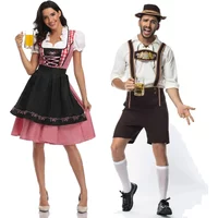 Women Waitress Maid Dress Adult Bavaria Oktoberfest Dress Beer Carnival Party Outfit Fancy Dress Man Lederhosen Dirndl Outfit