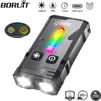 BORUiT EV10 1100LM LED Keychain EDC Flashlight Type-C Rechargeable Work Light Torch with Magnet for Camping Pocket Lantern