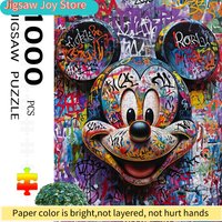 Colorful Mickey Mouse Jigsaw Puzzle | Vibrant Abstract Design, Cartoon Graffiti Pattern, Challenging & Entertaining, Family Ac