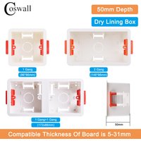 Coswall 86 Type Cassette 1/2 Gang Dry Lining Box For Gypsum Board / Drywall / Plasterboad 50mm Depth Wall Switch BOX Wall Socket
