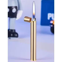 Mini Cylindrical Compact Open Flame, Lighter Butane Gas Metal Cigarette Wheel Lighter, Cigarette Accessories, Slender Strips