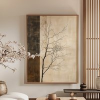 Japanese Wabi Sabi Tree Abstract Canvas Print Poster Japandi Vintage Minimalist Neutral Art Prints Wall Art Home Decor Poster