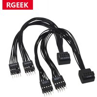 RGEEK Motherboard USB / HD Audio Extension Cable 9Pin 1 Female to 2 Male Y Splitter Cable Black for PC DIY