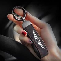 High Grade Suede Leather Car Keychain Car Styling Key Ring For Genesis G80 GV70 GV80 GV60 G70 Essentia Neolun Car Accessories