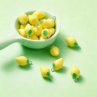 10pcs Cute Lemon Resin Charms - 3D Fruit Pendants for Jewelry Making & Craft Supplies