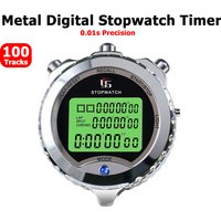 Metal Digital Stopwatch Profession Soccer Chronograph Timer 100 Tracks Memory Stopwatch Running Training Timer with Backlight