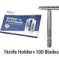 1 Pcs Shaving Razor + 10/20/40/100 Pcs Manual Shaver for Men Barbershop Razor Stainless Steel Shank Is Easy To Use Safety Razor