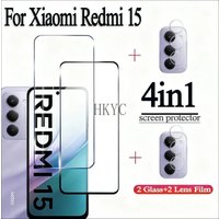 For Xiaomi Redmi 15 Series 2PCS transparent tempered glass high definition screen protector+2PCS camera lens high sensitivity
