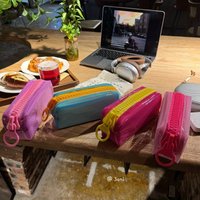 Large Big Tooth Zipper Clear PVC Pencil Case Cute Candy Color Makeup Bag Portable Cosmetic Organizer Student Stationery Pouch