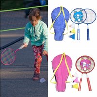 Pink Blue Kids Badminton Rackets Anti Slip with 3 Balls Children's Training Racquets Pen-hold Handle Iron Alloy Double Racquets