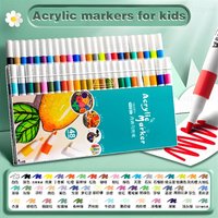 Acrylic Marker 12-80 Colors Pen Set for Draw Sketching Paint Art Markers Graffiti Stone Ceramic Glass Wood DIY Crafts Supplies