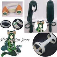 Anime Asui Tsuyu Anime Cosplay Accessories Women Belt Green Synthtic Wig Telescope Hand Armor Halloween Party Props