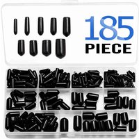 185pcs/box PVC Screw Protector Insulated End Caps Black Terminal Protection Cap 9 Sizes Wire Cable Pipe Connector Protection