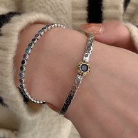 925 Sterling Silver Punk Bangle Pearl Star Love Heart Geometric Golden Bracelet For Woman Girl Jewelry Gift Dropship Wholesale