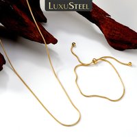 LUXUSTEEL Simple Hollow Circular Buckle Women’s Jewelry Set Pendant Necklace Bracelet Set Stainless Steel Set For Wedding party