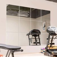 Gym Mirrors Square Wall Mounted Mirror, Frameless Mirror Tiles for Wall Ceiling Candle Tray Wedding Centerpieces for Table
