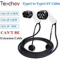 Teschev 16A 32A 11kW Type 2 to Type2 EV Charging Cable IEC 62196-2 Electric Car Charging Cord for Electric Vehicles Car Cable