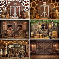 Farm Barn Door Western Themed Party Decoration Backdrop Wild Rural Farmhouse Stable Barn Door Banner Photography Background Prop