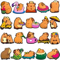 20Pcs Capybara Series Shoe Charms For Slides Sandals, PVC Shoe Decorations Accessories For Christmas Birthday Gift Party Favor