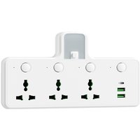 7-in-1 EU US UK AU Power Strip, Independent switch socket Power Strip 3 AC Outlets 2 USB 1 Type-C, Equipped USB charging adapter