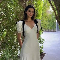 Elegant V Neck Puff Sleeve Shoulder Bow Dress Women French Sweet Slim White Dress 2024 Summer Fashion Office Lady Party Vestidos