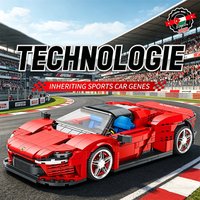 Reobrix'1:16 Ferrari Daytona SP3 Tech Version Building Block Car City Red Racing Car Brick Construction Toy Gift for Boys Kids