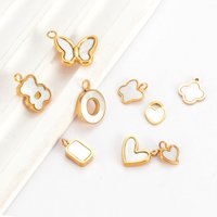 4Pcs Natural Shell Heart Butterfly Bear Clover Charms For DIY Earrings Necklace Stainless Steel Jewelry Hand Making Supplies