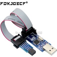 1Set USBASP USBISP AVR Programmer USB ATMEGA8 ATMEGA128 ATtiny/CAN/PWM 10Pin Wire Module DIY + 10Pin To 6 Pin Adapter Board