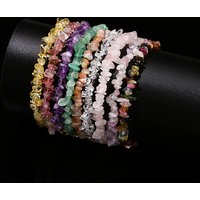 Natural Stone Tourmaline Amethyst Rock Quartz Crystal Chip Bead Bracelet Women Reiki Healing Adjustable Chain Fashion Jewelry