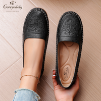 Goreyodoly women loafers embossed design slip on casual flats soft sole comfortable lightweight breathable daily walking shoes