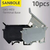 10pcs Terminal Blocks UK5-HESI UK5RD 4mm2 DIN Rail Screw Clamp Connector Base For Fuse Accessory