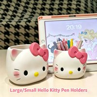 Sanrio Hello Kitty Plastic Pen Holder, Cute Makeup Brush Organizer, Desktop Organizer, Multifunctional Storage Box.
