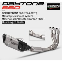 Motorcycle exhaust dual oxygen port stainless steel FOR DAYTONA 660 FOR Tiger 660 front exhaust K10/51mm complete set 2024-2026