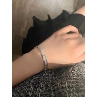 New 925 Sterling Silver Zircon Bracelet Simple Style Charm Personality Woman Bracelet Party Gift for Friends Exquisite Jewelry