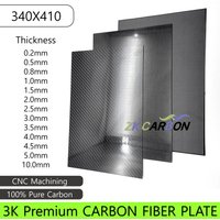 340x410mm Full 3K Carbon Fiber Sheet Plate High Strength Carbon Board Panel Thickness 0.5mm 1mm 1.5mm 2mm 2.5mm 3mm 4mm 5mm 6mm