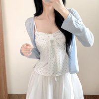 Korean Style Knot Polka Dot Strap Vest Color Versatile Open Cardigan Two Piece Set Summer 2026 Women's Fashion